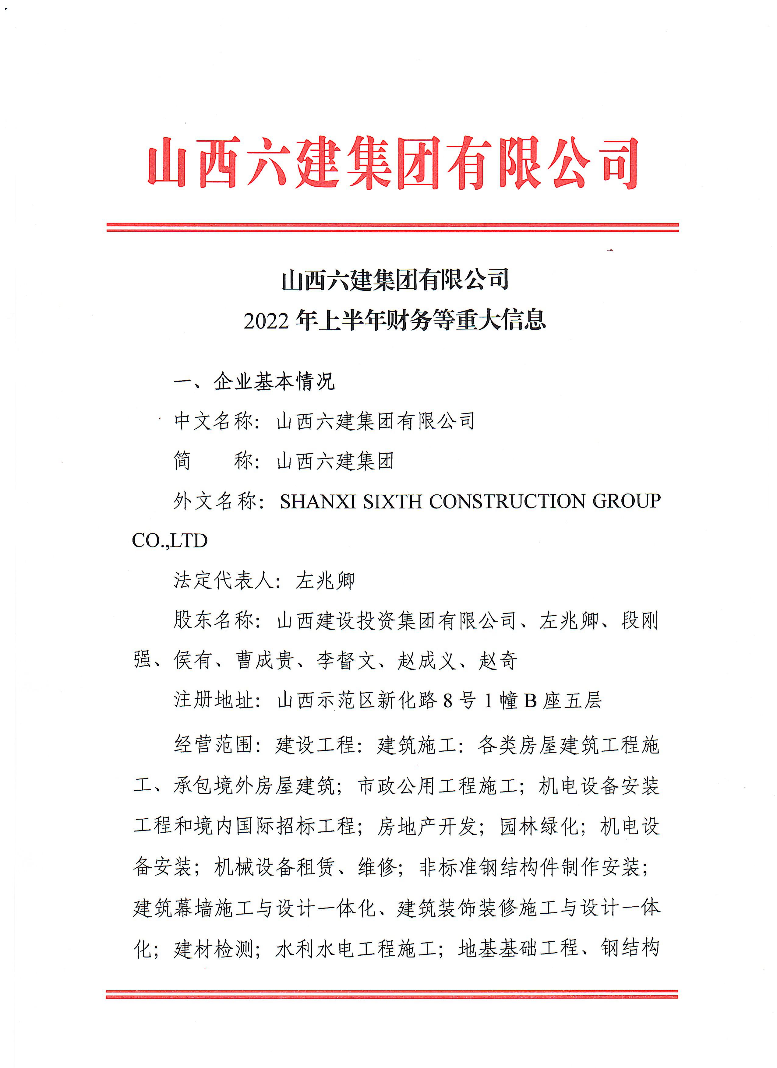 ɽ�������������޹�˾2022���ϰ��������ش���Ϣ����