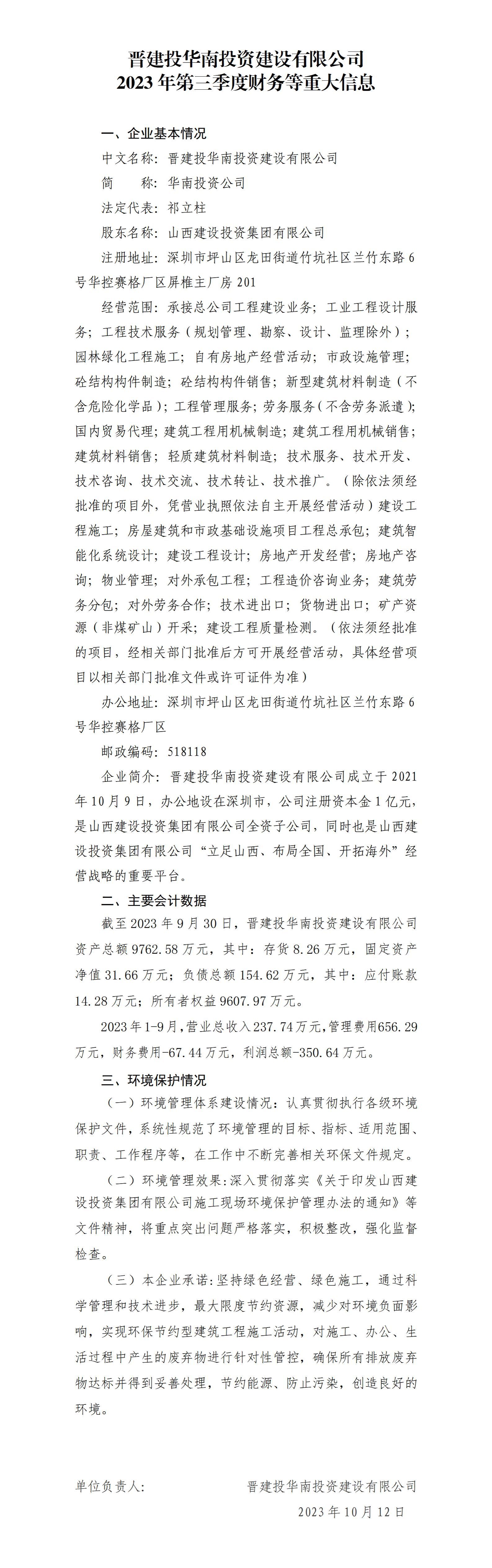 ����Ͷ����Ͷ���±������޹�˾2023��������Ȳ�����ش���Ϣ