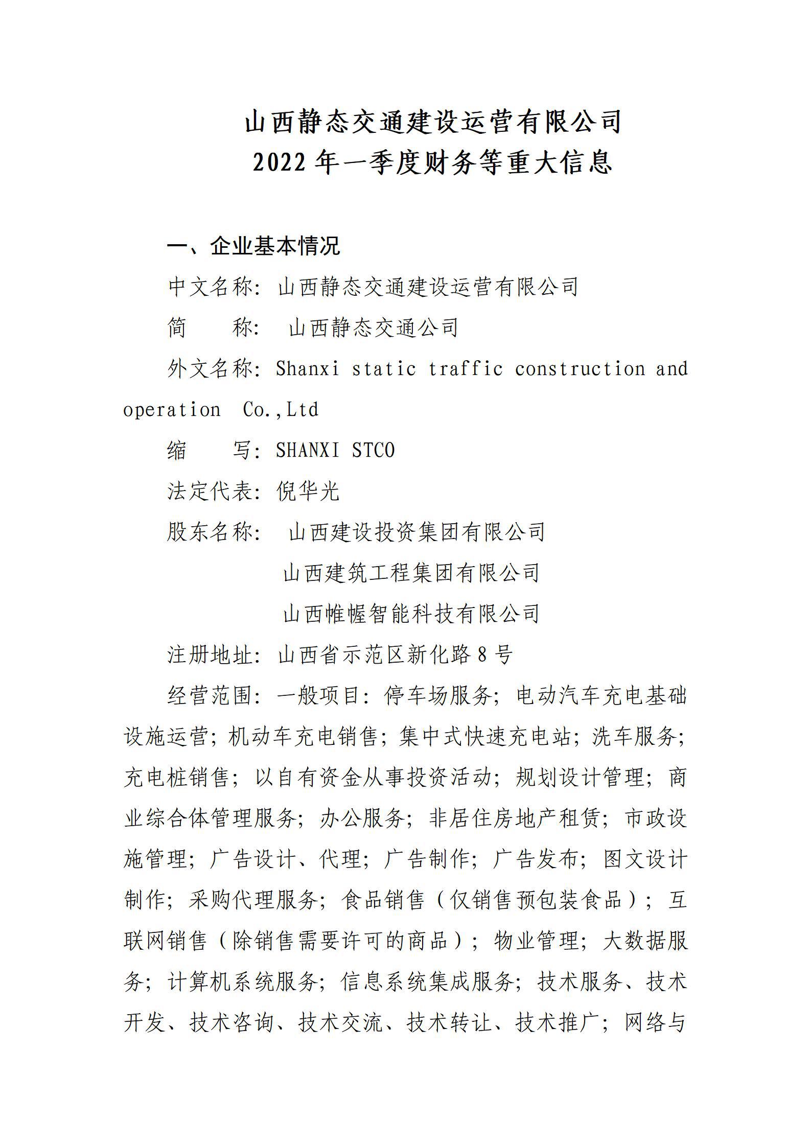 ɽ����̬��ͨ�±�����Ӫ���޹�˾2022��һ���Ȳ�����ش���Ϣ